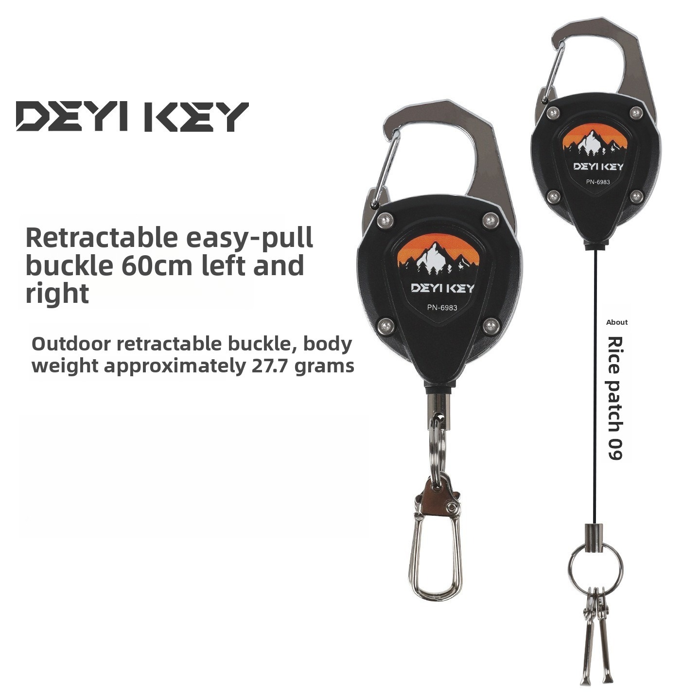 Conventional Reel - Porte-clés rétractable robuste anti-perte avec mousqueton